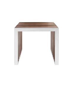 Wood and Stainless Steel Small Bench