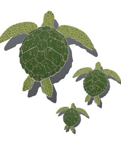Turtle Family Ceramic Swimming Pool Mosaic with shadows, Green