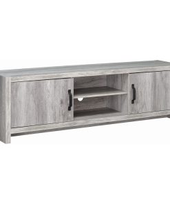2 Doors and Open Shelf TV Console, Gray