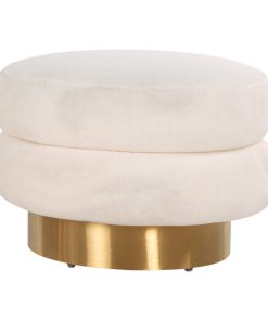 White Pouf With Gold Base | OROA Faya