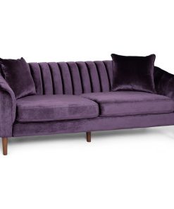 Susan Contemporary Velvet 3 Seater Sofa, Blackberry/Dark Brown