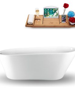 61" Streamline Freestanding Tub and Tray With Internal Drain