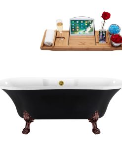 68" Streamline N103ORB-BGL Clawfoot Tub and Tray With External Drain
