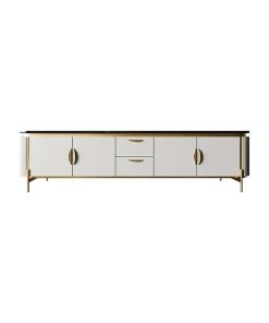 78.7" Black Faux Marble Top TV Console With Drawers and Doors for TVs Up to 78"
