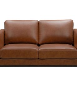 Sullivan Mid-Century Top Grain Leather Loveseat, Camel