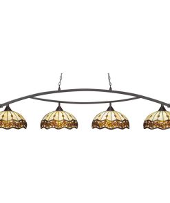 Toltec Lighting 874-DG-997 Bow - Four Light Billiard
