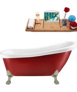 61" Streamline N482BNK-IN-BNK Clawfoot Tub and Tray With Internal Drain