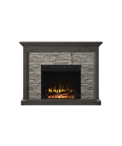 Twin Star Home Keeton Rustic Stone Electric Fireplace Mantel Package in