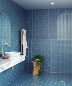 36x78" Frameless Shower Door, Fixed Panel Fluted Radius, Satin Brass, 36" Right