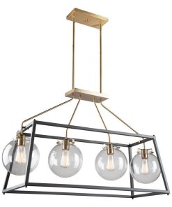 4 Light Island Black/Harvest Brass Finish Clear Glass - AC11604VB - Artcraft