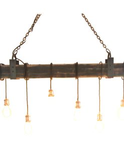 Stunning 6 Light Fixture With Aged Beam And Iron Brackets