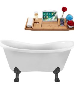 62" Streamline N1020BGM-IN-ORB Clawfoot Tub and Tray With Internal Drain