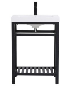 24 Inch Single Bathroom Metal Vanity In Black