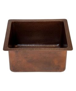 16" Gourmet Rectangular Hammered Copper Bar/Prep Sink