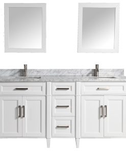 Vanity Set With Carrara Marble Top, 72", White