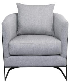 Swan Contemporary Accent Chair With Black Iron Finish/Gray Fabric