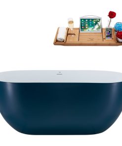 59" Streamline N814BL Freestanding Tub and Tray With Internal Drain