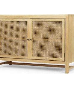 Viola Boho Handcrafted 2 Door Mango Wood Cabinet with Wicker Caning