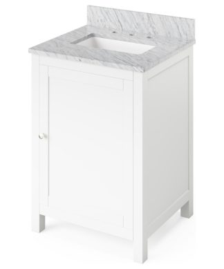 24" Astoria Vanity With White Carrara Marble Top White