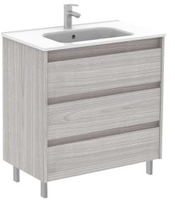 32'' 3-Drawer Sansa White With Ceramic Top, Sandy Gray