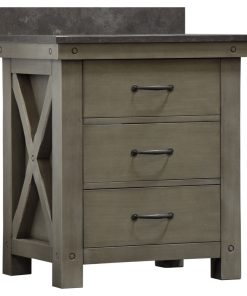30" Grizzle Gray Single Sink Bathroom Vanity, Blue Limestone Counter Top, Vanity
