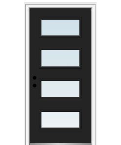 36 in.x80 in. 4 Lite Clear Right-Hand Inswing Painted Fiberglass Smooth Door