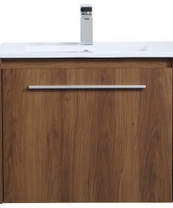 24 Inch Single Bathroom Floating Vanity In Walnut Brown