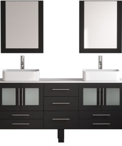 Webster 71" Espresso Double Sink Vanity Set, Chrome Faucets