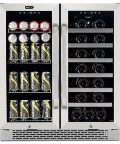 30" Built-In French Door Dual Zone 33 Bottle Wine Refrigerator 88 Can Beverage