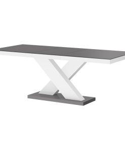 XENON High Gloss Extendable Dining Table, Grey/White