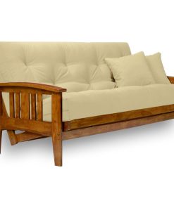 Westfield Wood Futon Set, Frame, 8" Mattress, Ivory, Full