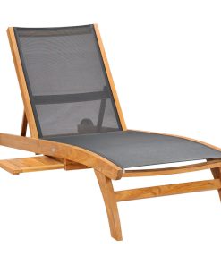 Teak Wood Bahama Pool Lounger With Batyline Mesh, Black