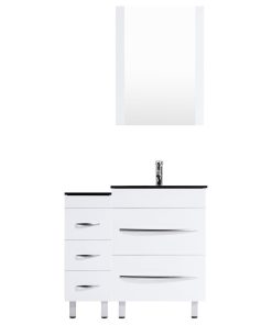 36" White Vanity, 24" Single Sink Base, Single 12 Drawer Base, LV4-C1-36-W