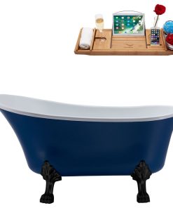 55" Streamline N370BL-IN-BGM Clawfoot Tub and Tray With Internal Drain