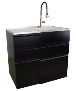 Transolid 44.8"x22" Metal Laundry/Utility Sink and Cabinet, Matte Black