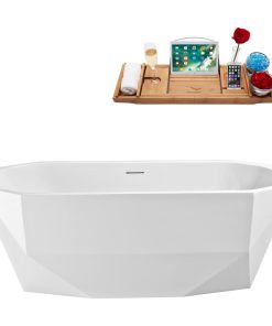63" Streamline N630GLD Freestanding Tub and Tray With Internal Drain