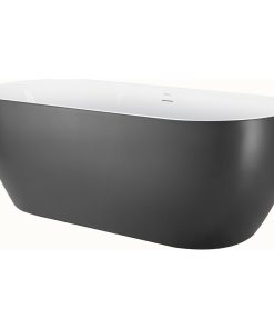 59" Acrylic Freestanding Single Slipper Soaking Bathtub, Gray White