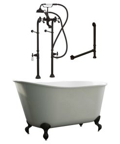58" Swedish Bathtub & Complete Freestanding Faucet Plumbing Package- ORB