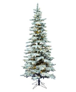 Vickerman A895076Led 7.5' Flocked Utica Fir Christmas Tree, Warm White Lights