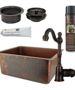 20" Hammered Copper Kitchen/Bar/Prep Single Basin Sink Pack-4