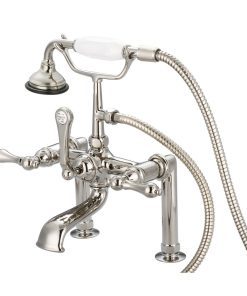 7 Inch Spread Deck Mount Tub Faucet With 6 Inch Risers & Handheld Shower