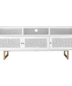 Storage Media Cabinet, Golden Legs With 3 Doors and 3 Open Compartments