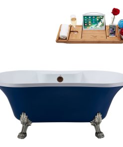60" Streamline N107BNK-ORB Soaking Clawfoot Tub and Tray With External Drain