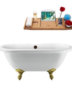 67" Streamline N1121BGL-ORB Clawfoot Tub and Tray With External Drain