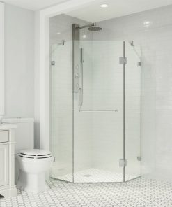 VIGO 36"x36" Frameless Neo-Angle 3/8" Shower, Without Base, Chrome