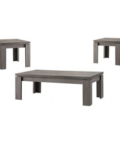 3-Piece Wood Table Set, Weathered Gray