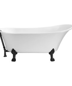 63" Streamline N342BL-BL Soaking Clawfoot Tub and Tray With External Drain