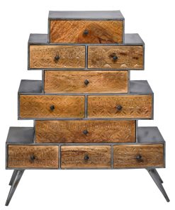 47x40" Apothecary Accent Tower Chest of 10 Drawers Wood Storage Cabinet