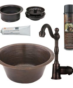 16" Round Hammered Copper Bar/Prep Sink Pack-4 With Accessories