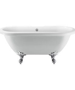 67" Streamline N1121CH-WH Clawfoot Tub and Tray With External Drain